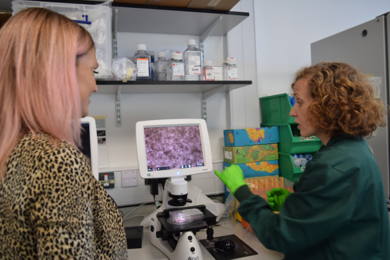 Cara and Lou in a lab