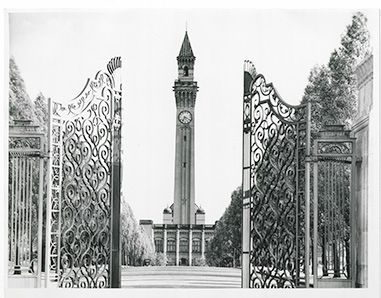 Looking through the University North Gate to Old Joe in the background