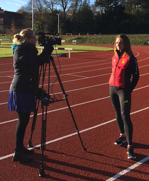 Sarah McDonald being interviewed