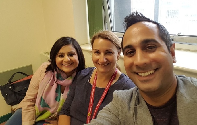 Narinder Hardawa, research midwife Debbie Bullen and Aman Hardawa