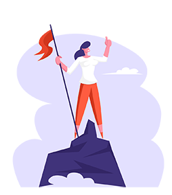 Illustration of woman on top of a mountain