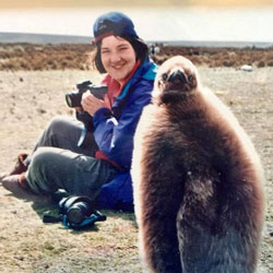 Elizabeth Seakins with penguin