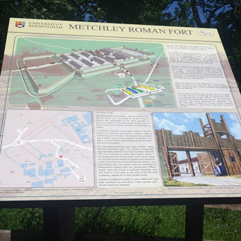 Visitor information board showing Metchley Fort