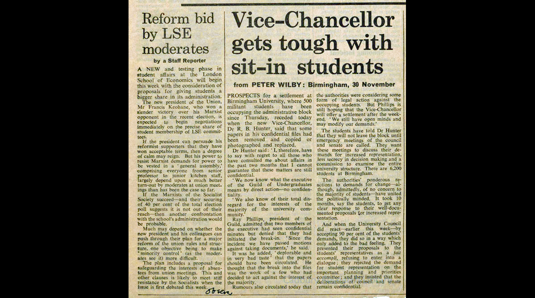 The University gives its perspective, 30 November 1968