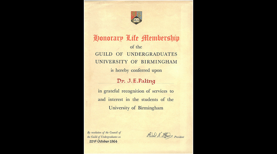 Honorary life membership of the Guild